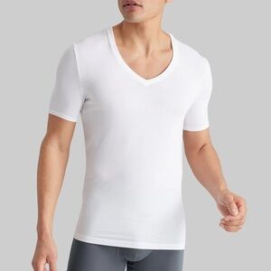 Tommy John Second Skin Men's V-Neck Stay-Tucked White Short Sleeve Undershirt XL